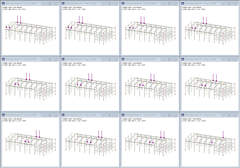Diferentes posições da ponte rolante no RFEM (© Albyr)